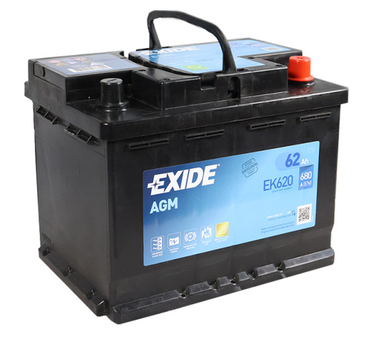 Автомобільний акумулятор EXIDE Start-Stop AGM (EK620) 62Аh 680A R+